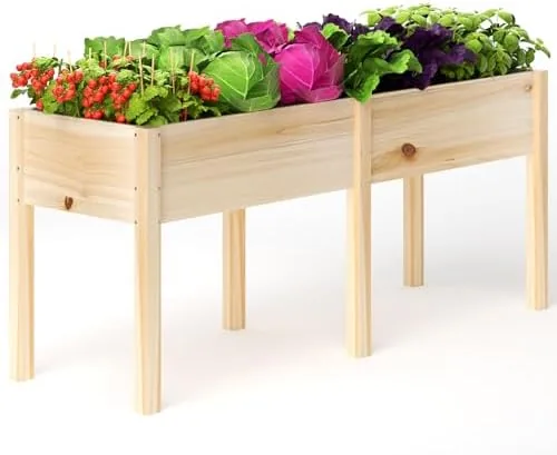 mixc 333lbs capacity sturdy wooden raised garden bed outdoors with legs